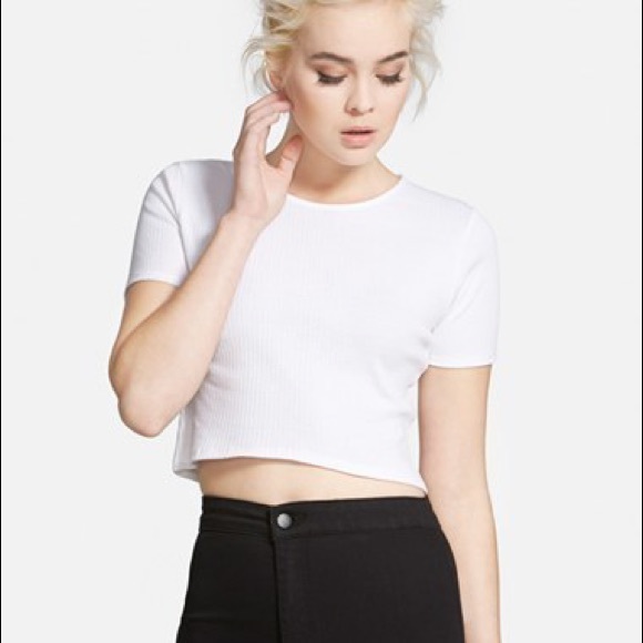 NWT TOPSHOP / WHITE RIBBED CROP TEE